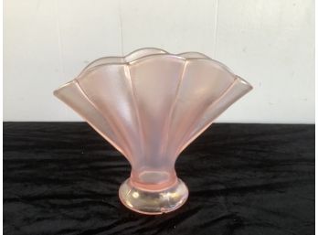 Fenton Pink Opalescent Fan Vase 40's