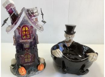 Halloween Bowl And Lighted House