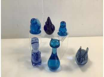 Blue Glass Animal Lot