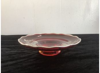Viking Ruby With Silver Overlay Dish