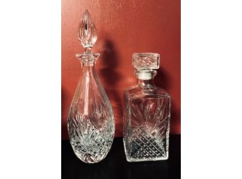 Two Vintage Pressed Glass Decanters