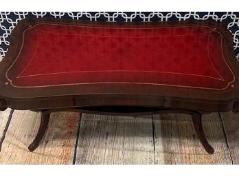 Vintage Mahogany Red Leather Top Coffee Table