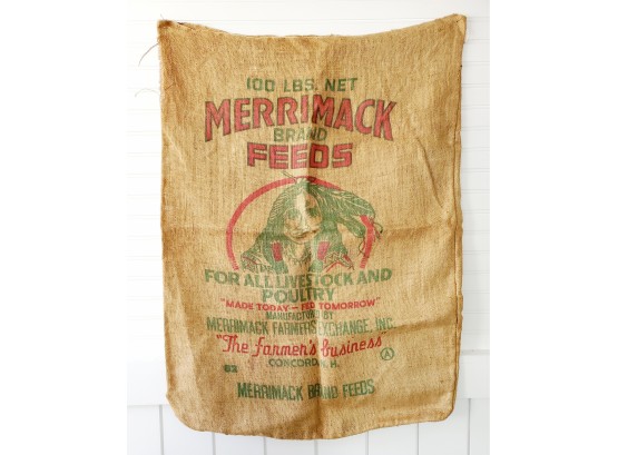 Vintage Burlap Merrimack Brand Feed Sack Bag