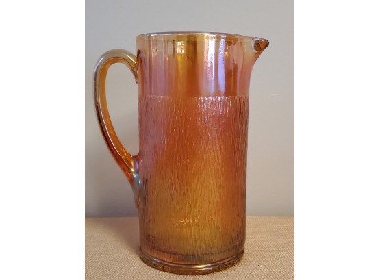 Vintage Marigold Carnival Glass Tree Trunk Pattern Beverage Pitcher