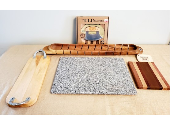 New The Ule Factory Alaska Cutlery Blade Block & Bowl Set, Ironwood Gourmet Baguette Board & More