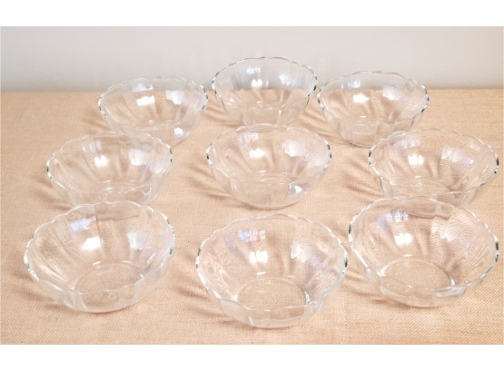 Nine Vintage Arcoroc USA Clear Glass Small Bowls