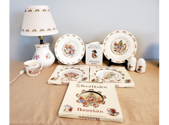 Mixed Lot Royal Doulton Bunnykins - Lamp, Collector Plates, Mugs & Egg Cups