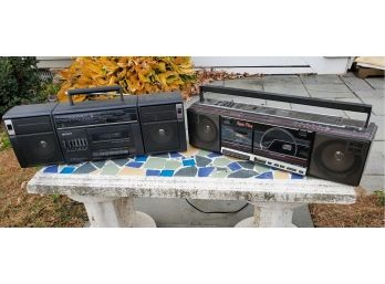 Two Old School Portable Boom Boxes - Sony & Realistic