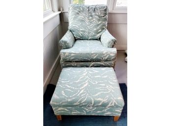 Leggett & Platt Sage Green & Cream Upholstered Rocking Chair & Ottoman