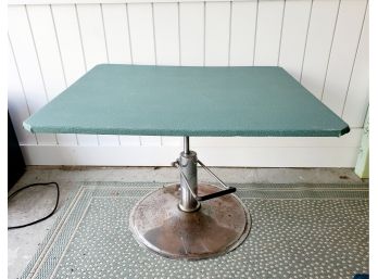 Custom Made Work Table With Chrome Hydraulic Hand Pump Base