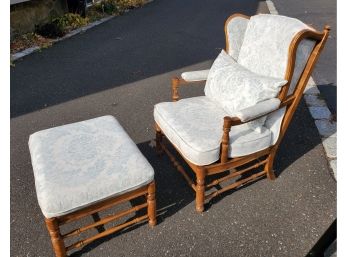Vintage Ethan Allen Beautifully Reupholstered Chair & Ottoman