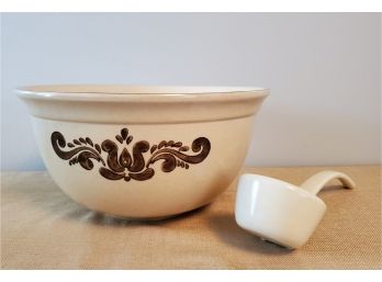 Vintage Large Pfaltzgraff Pottery Bowl & Pottery Ladle