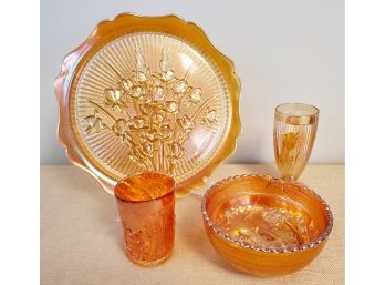 Lovely Vintage Marigold Carnival Glass Assorted Patterns - Jeanette Iris & More