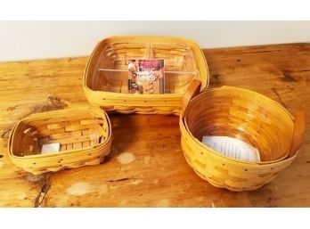 Group Of Longaberger Baskets With Inserts And Booklets