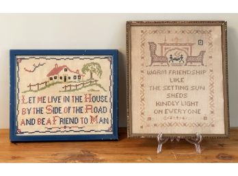 Vintage Needlepoint Samplers-endearing Sayings About Home Circa 1980 And Friendship