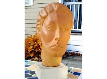 Very Cool Vintage Carved Resin(?) Ladies Head Sculpture