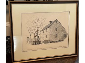 Signed Robert Conrad LeDoux-numbered 1/200 And Matted  Ink Sketch Of Noah Webster House West Hartford, CT