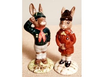 Two Vintage 1980s Royal Doulton Bunnykins Porcelain Figurines - Brownie & Be Prepared
