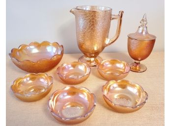 Vintage Marigold Carnival Glass Assortment