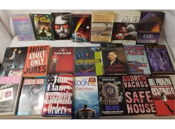 Twenty Two Miscellaneous Hard & Soft Cover Books: Tom Clancy, Dean Koontz, Jim Morrison & More