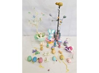 Two Easter Trees With Twenty Five Easter Ornaments