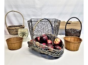 Mixed Assortment Of Six Baskets And Two Planters