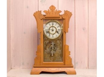 New Haven Clock Co. Oak Gingerbread Clock