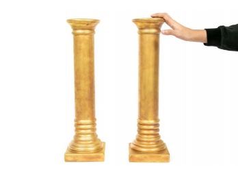 Pair Of Jacques Molin Oversized Ceramic Candlesticks