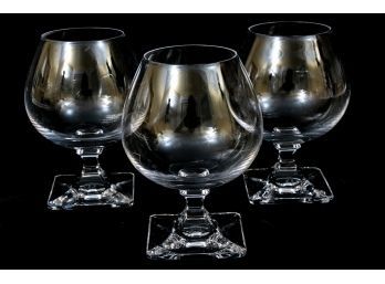 Three Cristal De Sevres Brandy Glasses