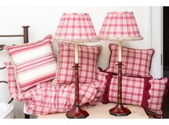 Plaid Bedding And Lamps