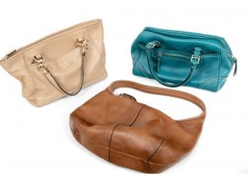 Set Of Three Genuine Leather Coach Bags
