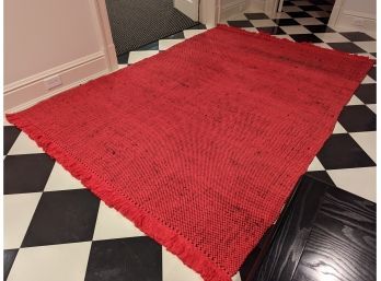 Red/Black Woven Wool Pile Area Rug