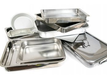 Large Lot Of Stainless Steel Baking Trays