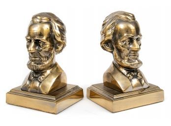 Abraham Lincoln Brass Plated Bookends