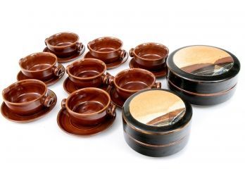 Ceramic Soup Bowl Service For Eight & Rob Wiedmaier Lidded Jars