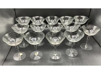 14 Beautiful  Etched Champagne Glasses