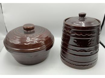 2 Beautiful Marcrest Ovenproof Stoneware Pieces Cookie Jar &  Marcrest Covered Casserole