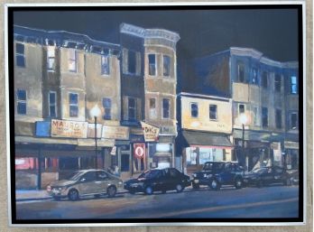 AWARD WINNING SOUTH BOSTON ARTIST DEB PUTNAM (20th / 21st C)  ' BUSY STREET AT NIGHT'