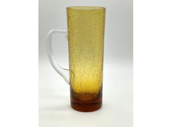Mid Century Blenko Amber Crackle Glass From Czechoslovakia