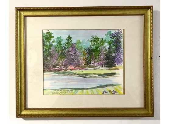 Vintage Landscape Watercolor Painting By Jay Golden With Water Used From Raes Creek