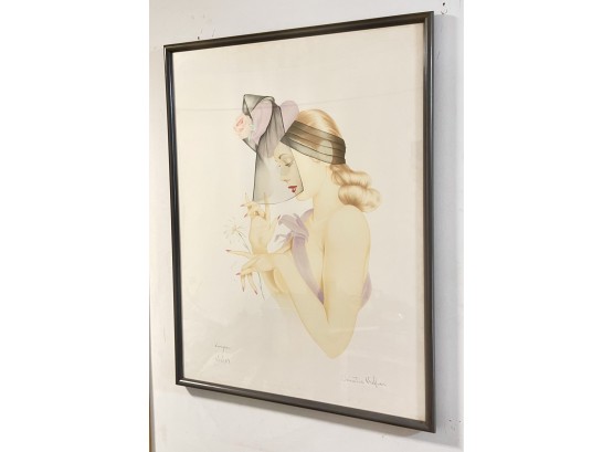 Vintage Alberto Vargas Signed And Dated Christie Hefner Lithograph With Certificate Of Authenticity
