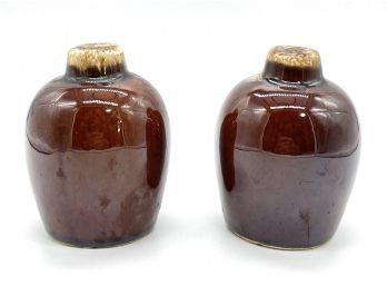 Pair Of Glazed Ceramic Salt & Pepper Shakers