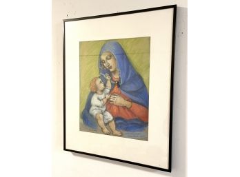 Original Pastel Painting Of Mother And Child Signed And Dated