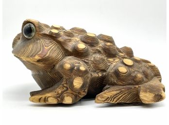 Vintage Witco Hand Carved Wooden Frog Sculpture