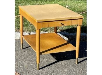 Mid Century One Drawer Oak Side Table By Baumritter New York