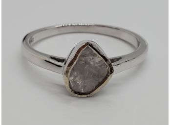 Polki Diamond Ring In Platinum Over Sterling
