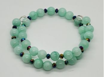 Mint Jade & Crystal Wrap Bracelet