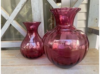 Vintage Cranberry Glass Vase: Another Pilgrim Pair