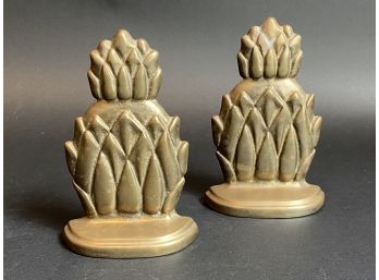 Vintage Brass Pineapple Bookends By Penco