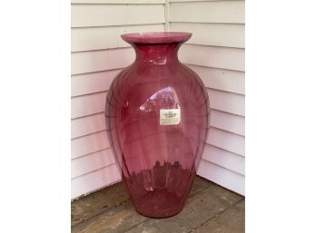 Vintage Cranberry Glass Vase: Tall Urn, Pilgrim Glass